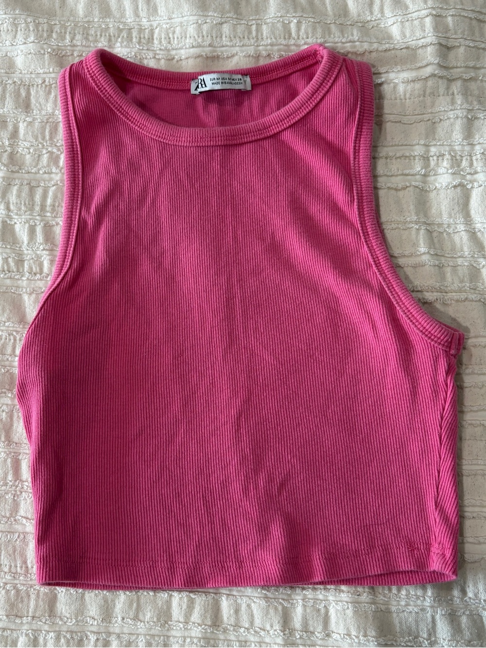 Zara Hot Pink Ribbed Tank Top